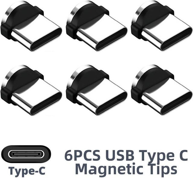 ROCK Universal Magnetspitzen Set für Micro USB und USB-C in Silber, 6 Stück - Bild 1