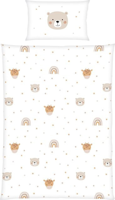 Baby Best Flanell Wende-Bettwäsche aus Baumwolle mit Tiermotiven, B/H: 100 x 135 cm und Kissenbezug B/H: 40 x 60 cm - Bild 1