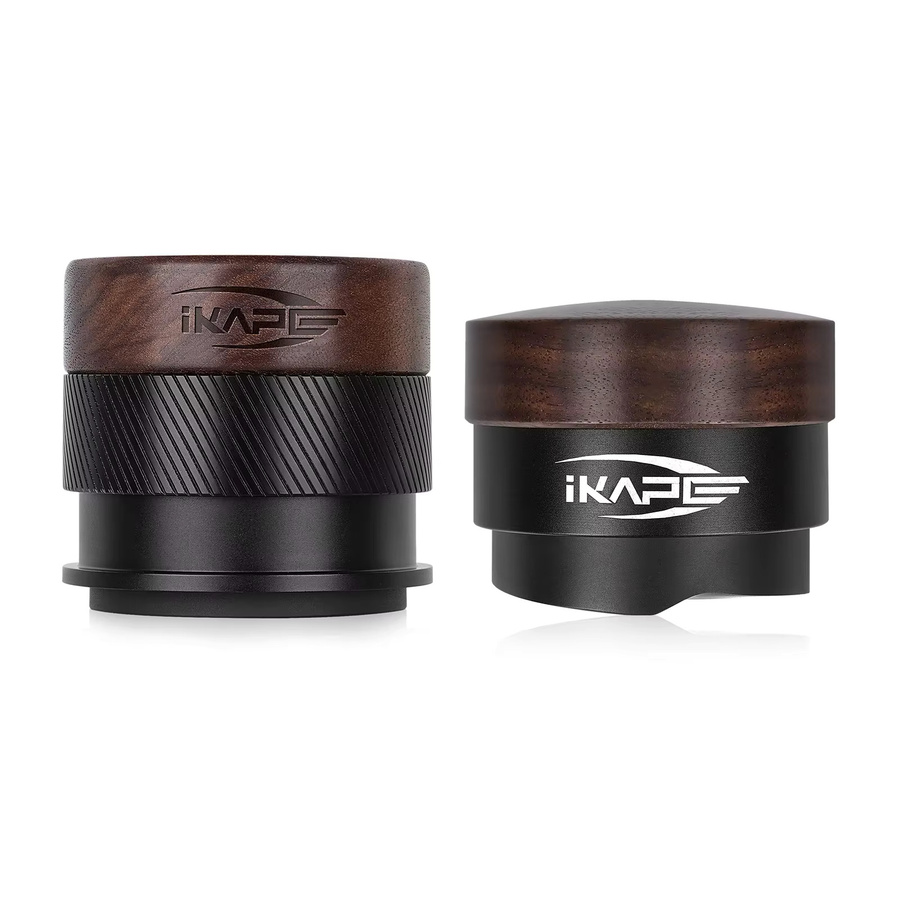 IKAPE Espresso-Schwerkraftverteiler aus Walnuss-Holz mit Titan-PVD-Beschichtung, passend für 51 mm, 54 mm und 58 mm Siebträger, Braun - Bild 2