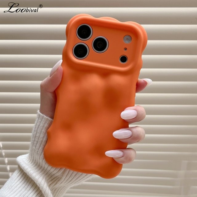 Loobival Handyhülle mit Wellen-Rand und Meteoritenmuster für iPhone 13 bis iPhone 17 Pro Max in Rot, Mattierte TPU-Schutzhülle - Bild 1