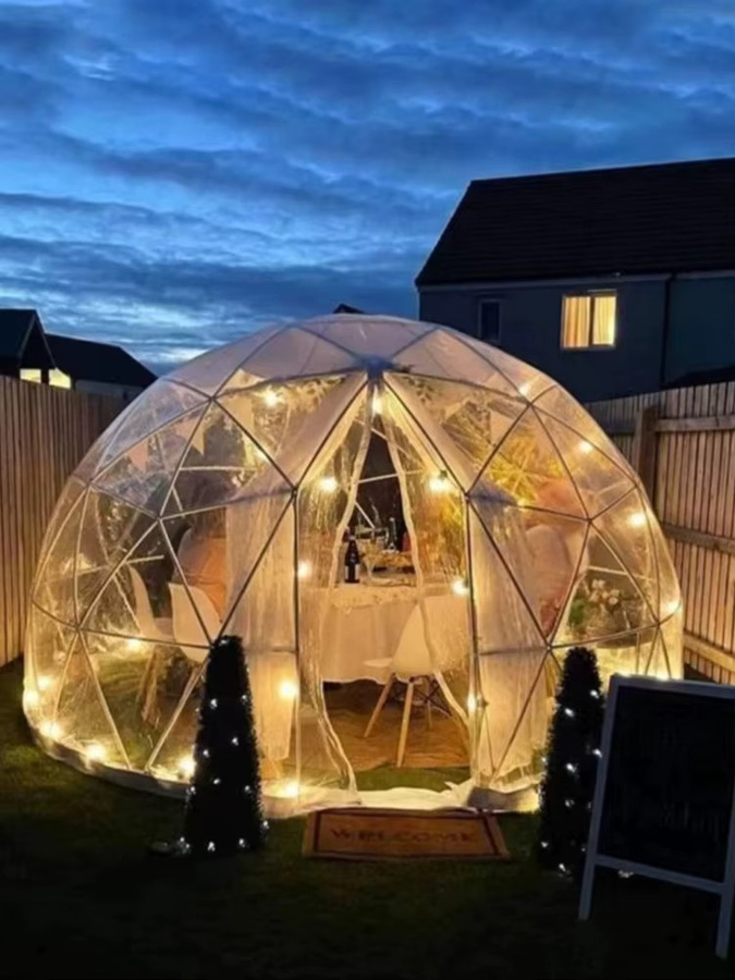 LIADUS Transparentes TPU-Zelt mit Blasenkuppel aus PVC, wetterbeständiges Garten-Dome-Zelt für Veranstaltungen und Camping, B/T/H: 360 x 360 x 220 cm - Bild 6
