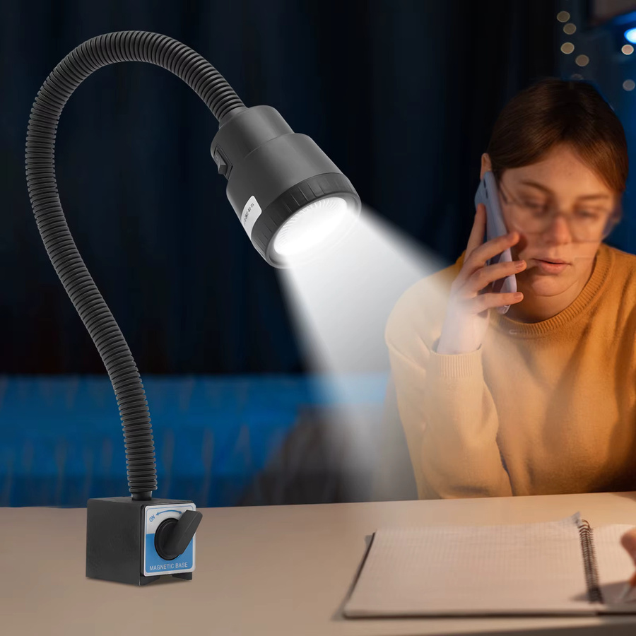 Flexible 5-W LED-Arbeitsleuchte in Schwarz mit magnetischer Basis für Werkzeugmaschinen, Drehmaschinen und Fräsmaschinen - Bild 2