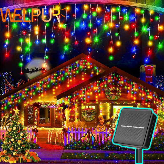 WELPUR Solar LED Eiszapfen Lichterkette RGB Multicolour Wasserdicht für Garten und Outdoor - Bild 1