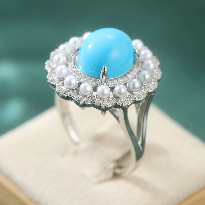 YoYo Ring, synthetische Türkise, Imitationsperlen, Damen - Bild 3
