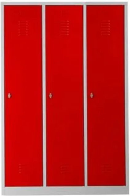 PROREGAL Garderobenspind Camel mit 3 Fächern und Vorhängeschloss, Farbe Grau-Rot, H x B x T: 180 x 119 x 50 cm - Bild 1