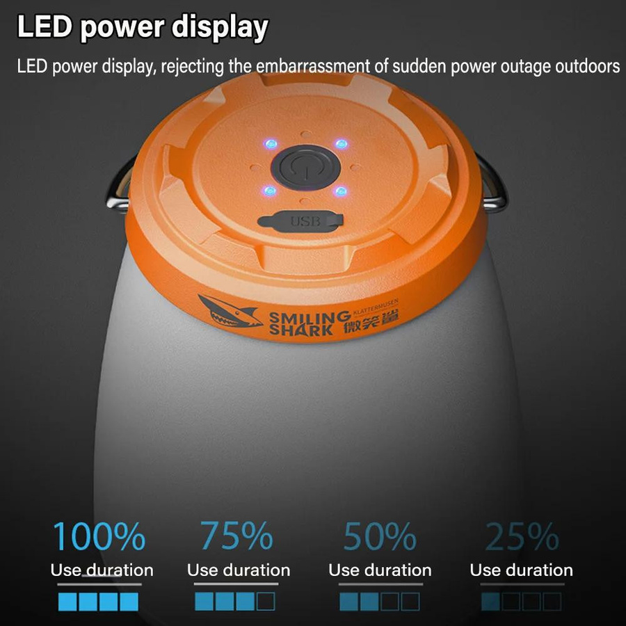 YJMP Super Lighting LED Campinglaterne mit USB-Akku, wasserdichte Hängelaterne für Outdoor und Garten in Mahagonibraun - Bild 4