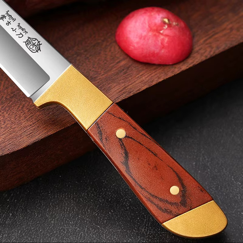 PTIEB Mehrzweck-Taschenmesser als Paring Knife in Rot und Braun mit Holzoptik für Outdoor, Camping und Grillen - Bild 5