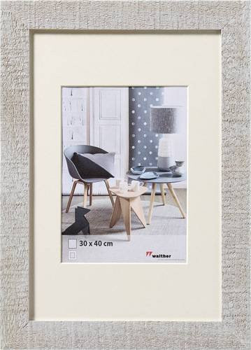 walther+ design HO040X Bilderwechselrahmen aus Holz in Grau mit Schrägschnittpassepartout, B: 30 cm, H: 40 cm - Bild 1