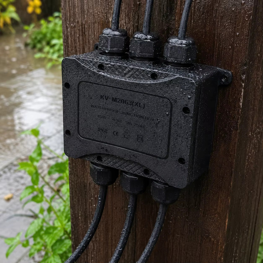 Wasserdichte elektrische Anschlussdose für den Außenbereich mit 2-8 Wegen und M25 Mehrfach-Kabelverschraubung, IP68 Schutzklasse, Farbe: Schwarz - Bild 4
