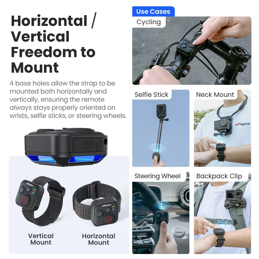 DJI Drahtlose Fernbedienung mit Handschlaufe für Osmo Action 6, Action 5 Pro, Action 4 und Osmo 360 in Schwarz - Bild 4