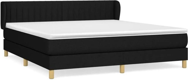 vidaXL Boxspringbett mit Matratze Schwarz, Hybrid-Konstruktion mit Taschenfederkern, B/T: 160 x 200 cm - Bild 1