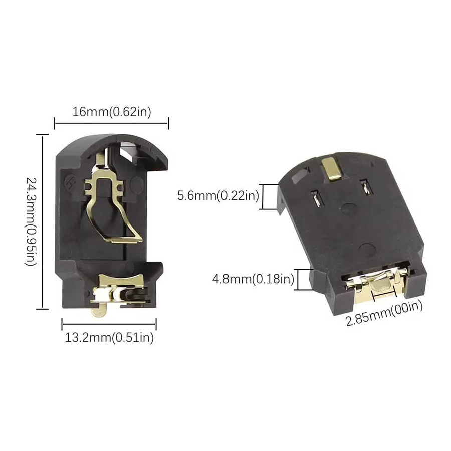JCD Knopfzellenhalter für CR2032 und CR2025, vergoldete Batteriefach-Steckdose, Farben: Gold oder Schwarz - Bild 2