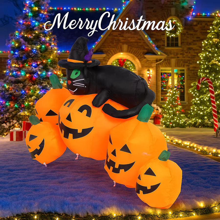 TONGHUANIU Aufblasbares Halloween-Spielzeug mit LED-Leuchten, Schwarze Katze und Kürbis als Hofschmuck und Party-Dekoration, Höhe: 150 cm - Bild 2