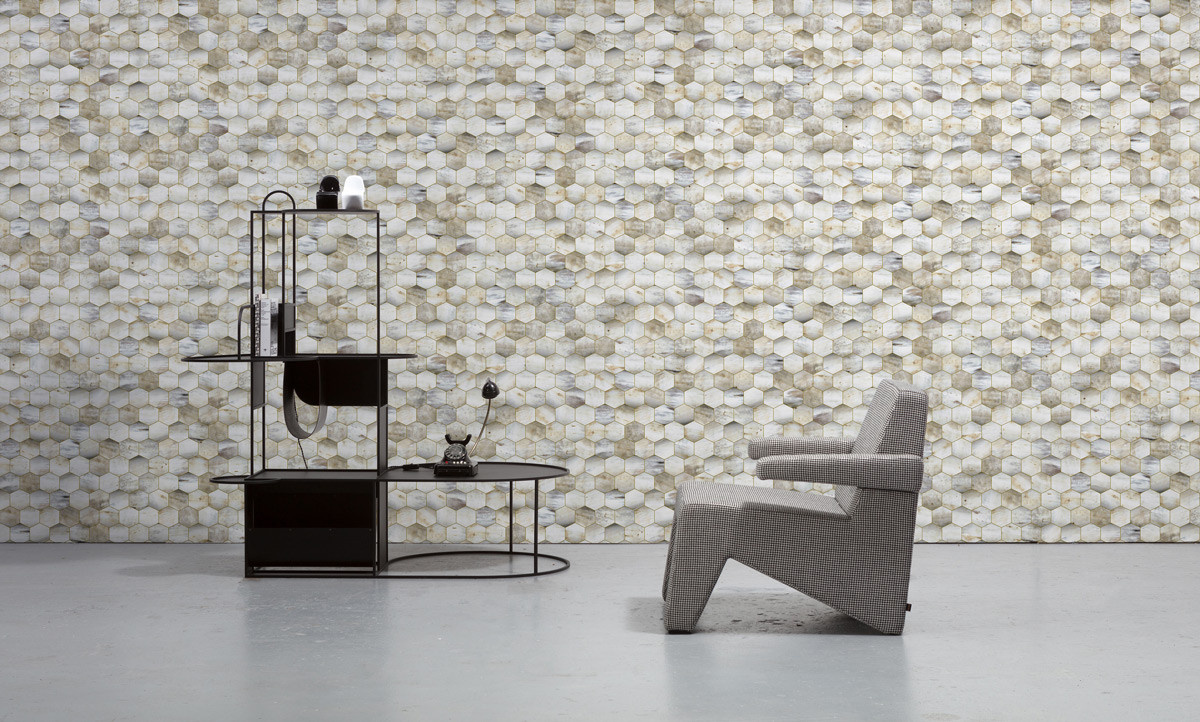 NLXL Tapete Beehive MRV-14 in Beige, Vlies, Abstract Vintage Design mit geometrischem Muster - Bild 1