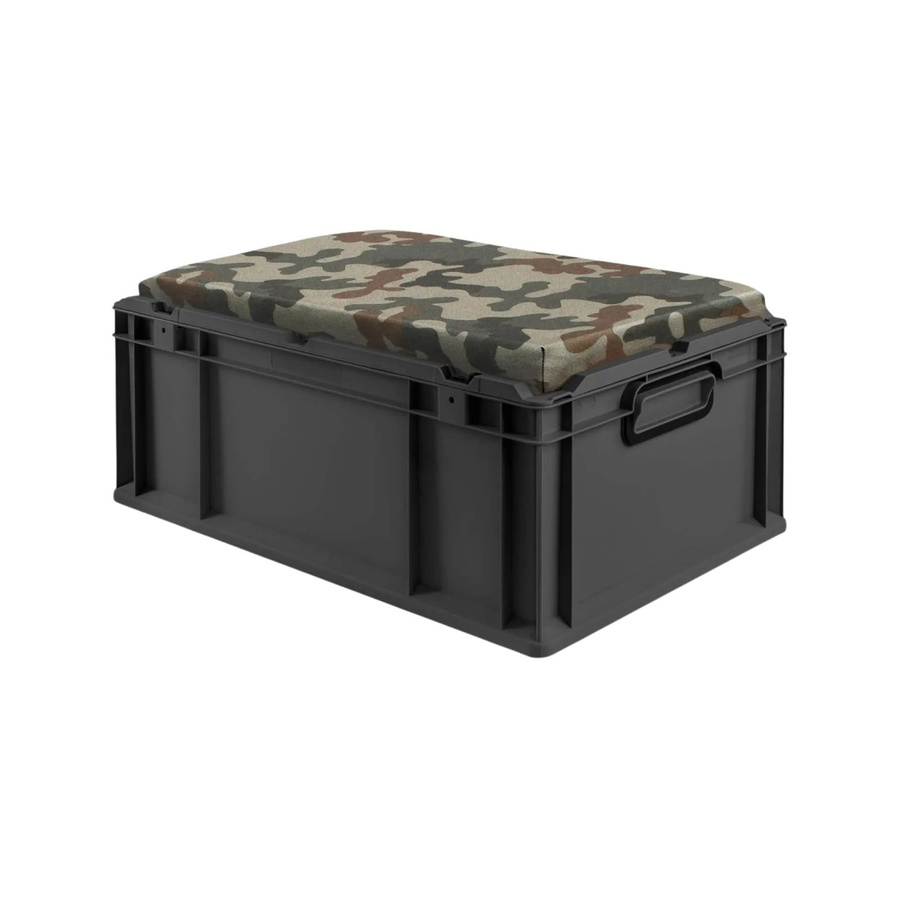 PROREGAL Eurobox Nextgen Seat Box Camouflage Sitzbox in Schwarz, H x B x T: 26,5 x 40 x 60 cm, 44 Liter - Bild 2