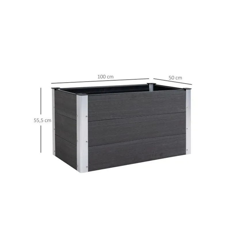 MUVOE Hochbeet Pflanzkasten aus WPC und Aluminium in Grau, B/T/H: 100 x 50 x 50 cm - Bild 3