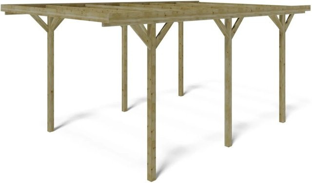 ALTANKA Carport Garagendach Flachdach aus Fichtenholz und Kiefer in Grün B: 304 cm, T: 512 cm - Bild 1