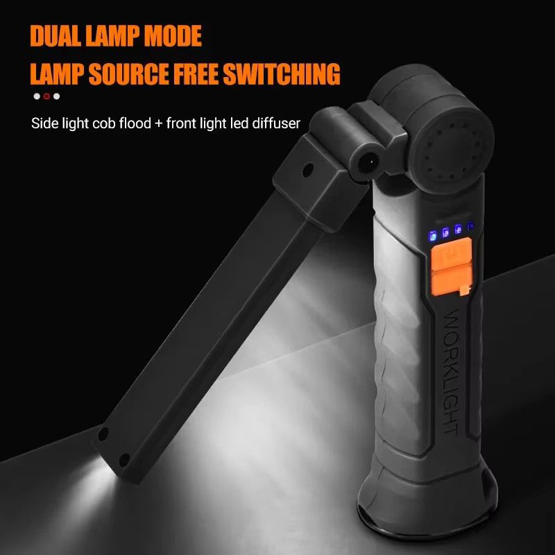 KDULIT Tragbare COB-LED-Taschenlampe in Schwarz, wiederaufladbare Arbeitsleuchte mit Magnet und Lanterna-Hängefunktion für Camping und Arbeit - Bild 5