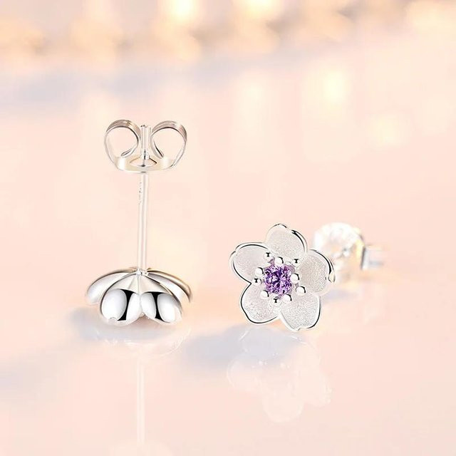 YIRAN Jewelry Ohrstecker, Sterling Kristall, Blume, Damen - Bild 1