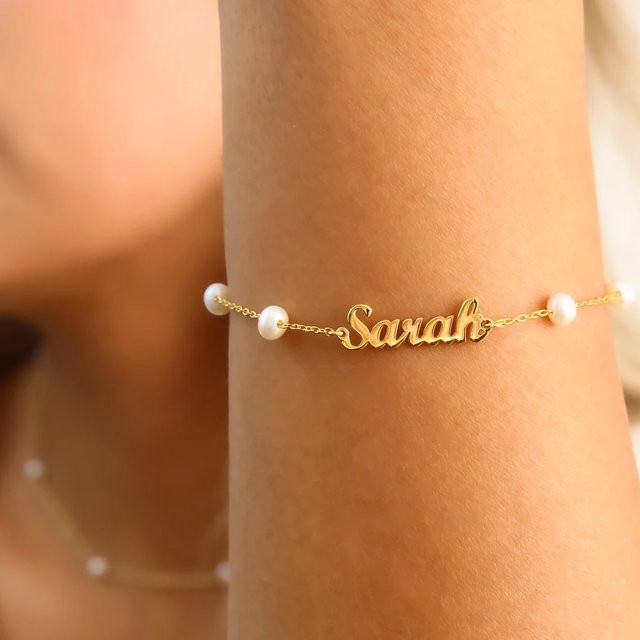 FAZZTONC Armband, Edelstahl, Perle, Gold, Damen - Bild 1