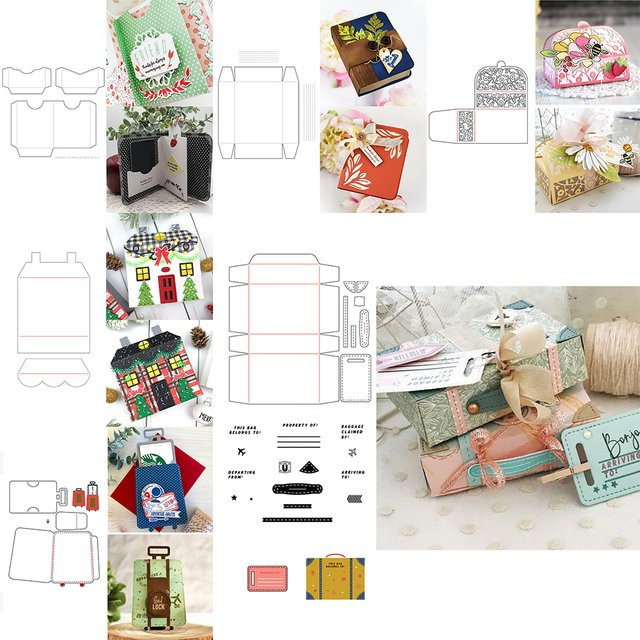 Faltbares Album Buchbox Set mit Metall-Schneidwerkzeugen und Schablonen für DIY Scrapbooking und Handwerk in Multicolour - Bild 1