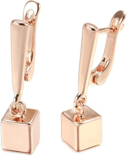 Hängeohrringe, quadratischer Anhänger, Roségoldfarben, Damen - Bild 1