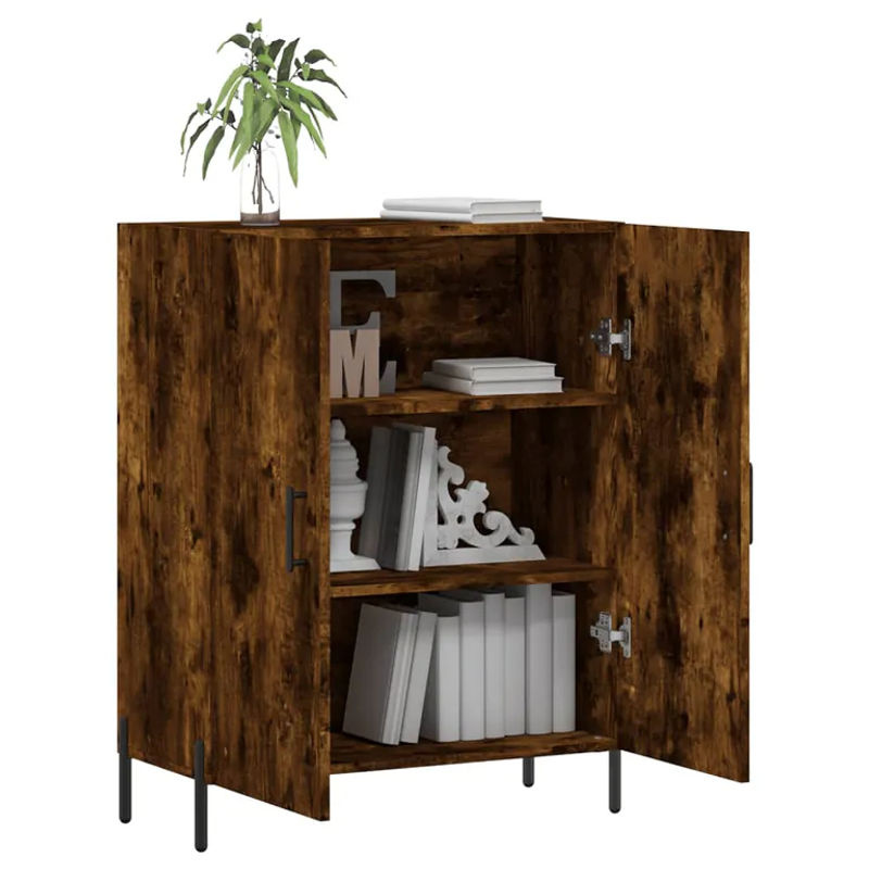 Vidaxl Schrank in Geräuchertem Eichen-Design mit Scharniertüren, Farbe: Braun, B/T/H: 69,5 x 34 x 90 cm - Bild 7