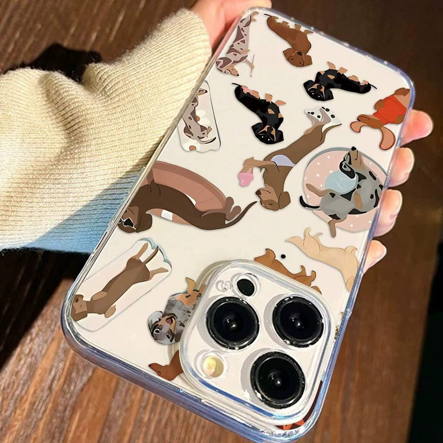 Transparente TPU-Handyhülle mit Dackel-Muster für iPhone 17 Air Pro Max, 16, 15, 14, 13, 12, 11 und weitere Modelle - Bild 4