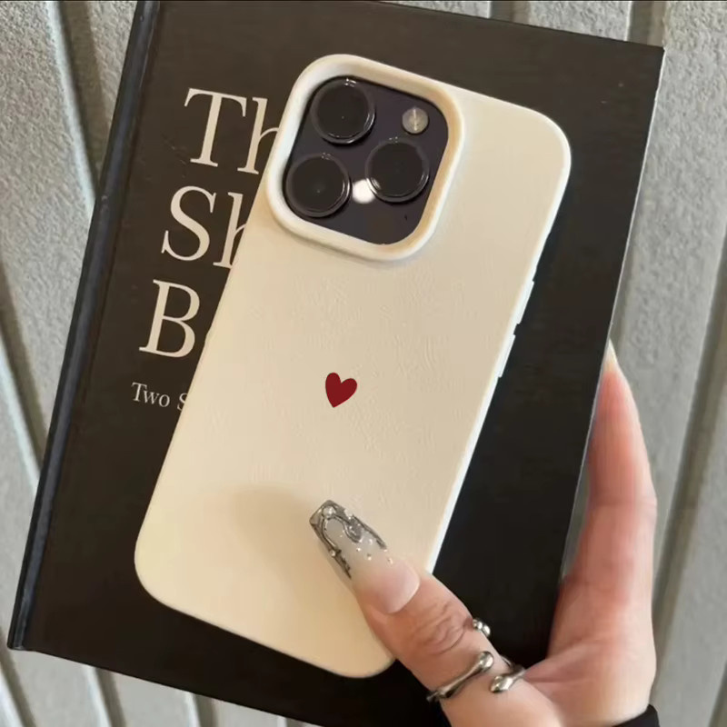 Rote Handyhülle mit Liebesherz-Muster und Litschi-Struktur für Apple iPhone 11 bis iPhone 17 Pro Max Softcover - Bild 2