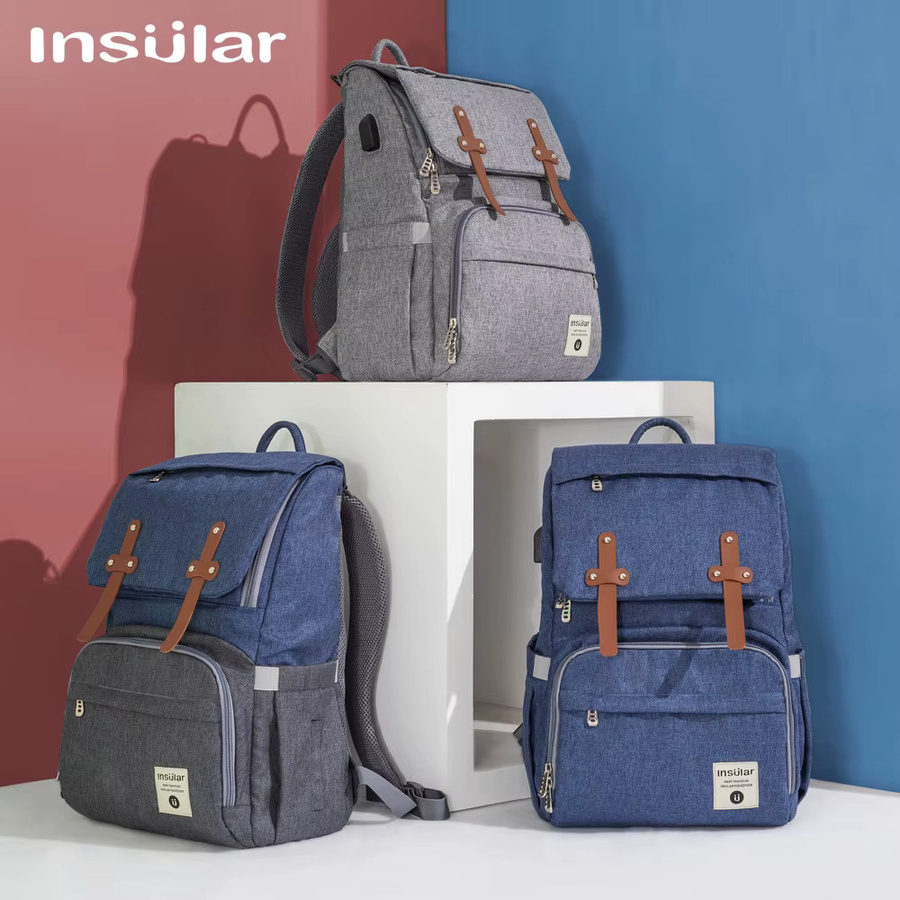 Wasserdichter Wickelrucksack mit USB-Ladeanschluss und Isolierung in Türkis und Grau - Bild 2