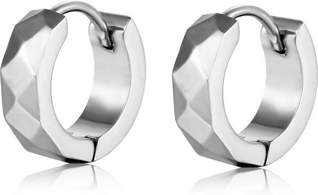 YULIN Creolen Set, Edelstahl, Schwarz & Silber, Unisex - Bild 1