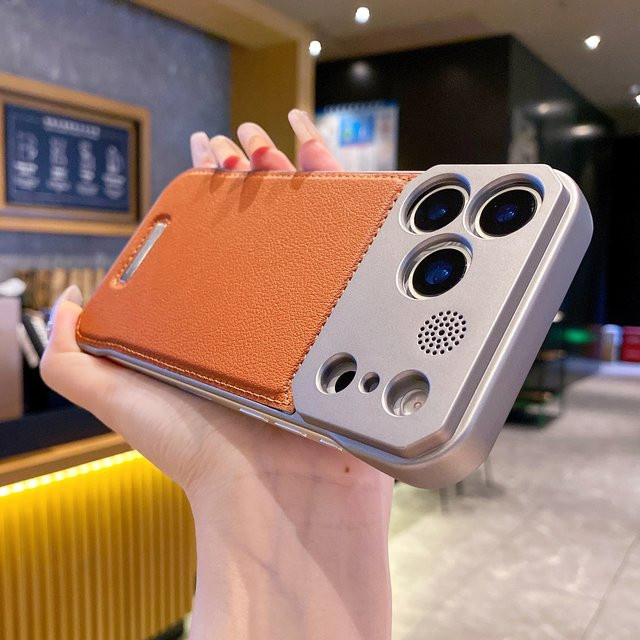 MagSafe Leder Schutzhülle für iPhone 11 bis iPhone 17 Pro Max Plus in Braun mit Aroma Kühlung und magnetischer Rückseite - Bild 1