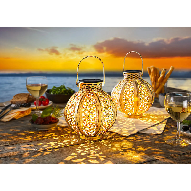 Genialo Solar-Schattenleuchten aus Metall in Weiss, 2 Stück, orientalisches Design - Bild 2