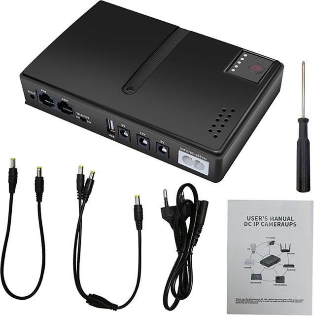 Tragbares unterbrechungsfreies USV-Netzteil 1018L mit 18W Kapazität in Schwarz für Router und WIFI, AC 85-265V zu DC 5V/9V/12V/15V/24V - Bild 1