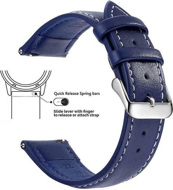 SAMCO Uhrenarmband Narbenleder, blau, Herren, 22mm - Bild 1