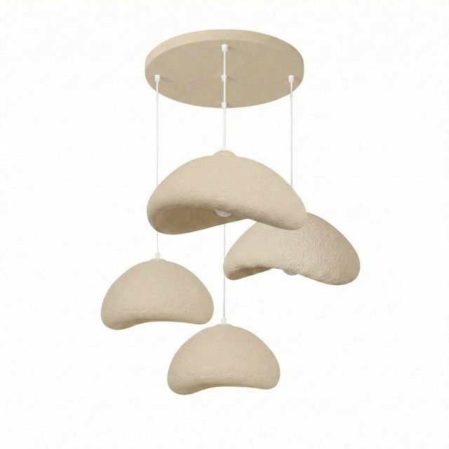 Opviq Pendelleuchte beige aus Metall und Fiberglas mit 4 E27 Fassungen, B/H/T: 90 x 110 x 90 cm - Bild 1