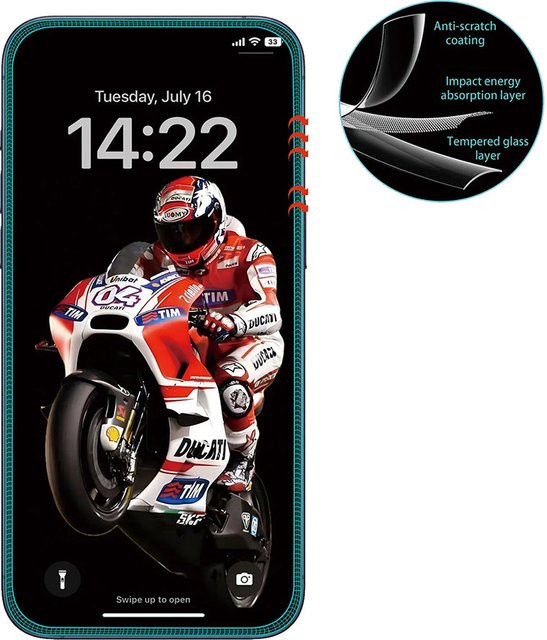 Anank 3X Verstärkte Displayschutzfolie aus Sicherheitsglas für Apple iPhone 15 Pro Max, 3D Vollkleber, Schwarz - Bild 1
