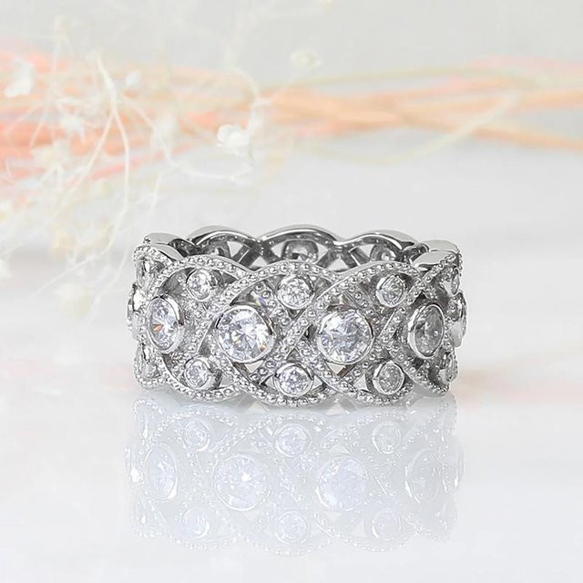 Huitan Eheringe, Kreuzdesign, Kupfer, Zirkonia, Damen - Bild 1