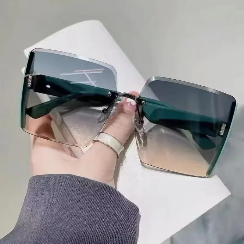 Sonnenbrille, randlos, quadratisch, schwarz, Metall, Unisex - Bild 1