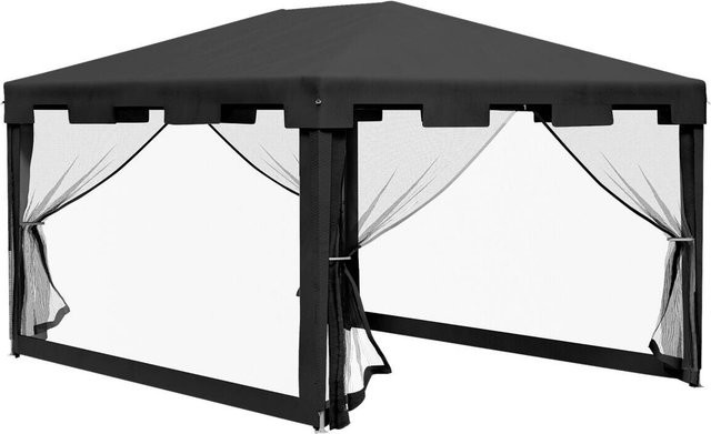 Outsunny Pavillon Partyzelt mit Seitenwänden in Schwarz, B/T/H: 395 x 295 x 255 cm - Bild 1