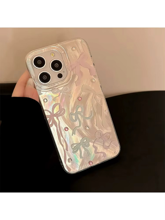 MUQGEW Handyhülle mit koreanischem Schleifen-Design und Diamant-Aufklebern für iPhone 11 bis iPhone 17 Pro Max, stoßfest, Mehrfarbig - Bild 5