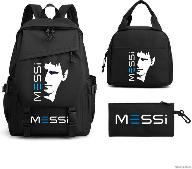 3-teiliges Schulrucksack-Set in Schwarz aus Oxford-Stoff mit großem Fassungsvermögen inklusive Federmäppchen und Schultergurt - Bild 1