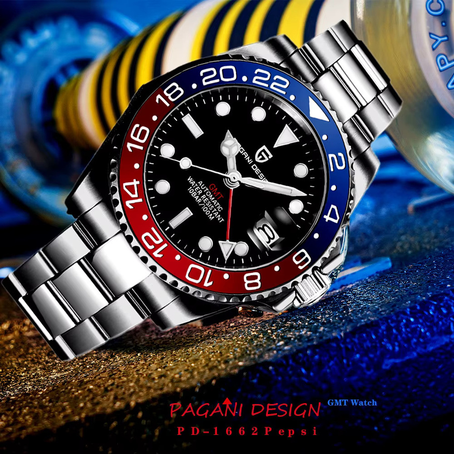 PAGANI DESIGN Armbanduhr, Automatik, Edelstahl, Blau, 40 mm, Herren - Bild 2