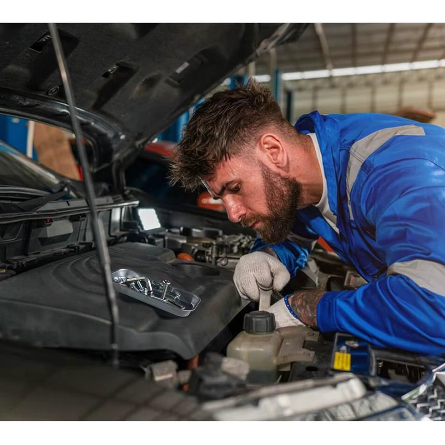 Magnetisches Werkzeug-Organizer-Tablett aus Edelstahl in Silber für Schrauben, Muttern und Bolzen in der Werkstatt oder Garage - Bild 5