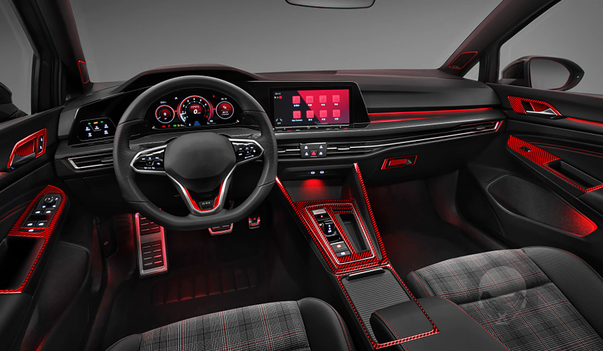 RRX CARBON Center Full Set Kit Kohlefaser Aufkleber für Volkswagen Golf 8 GTI MK8 Auto Interieur Tuning Zubehör - Bild 2