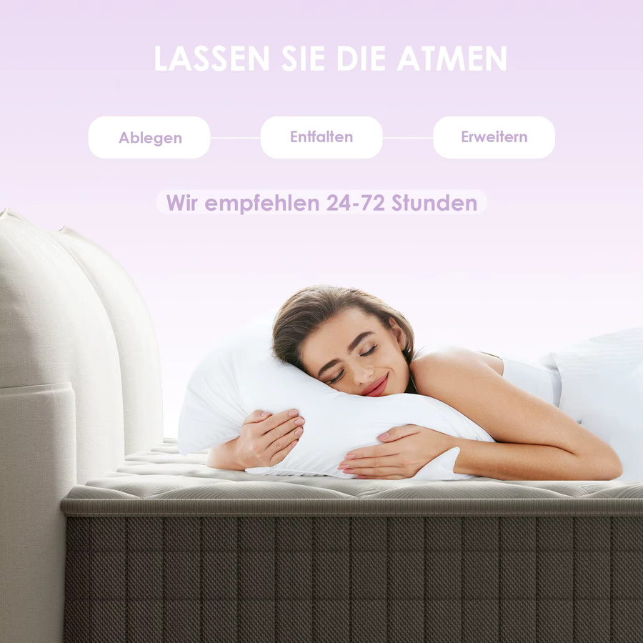 DEWINNER Memory-Schaum Matratze in Weiß, Oeko-Tex Zertifiziert, 2 Seiten Mittelhart & Weich, Höhe: 25 cm, B/T: 90 x 200 cm - Bild 6