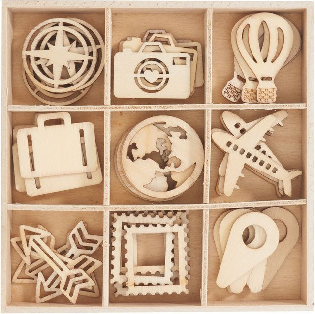 Papermania Holz-Streuteile Reise in Braun und Beige aus Sperrholz - Bild 1