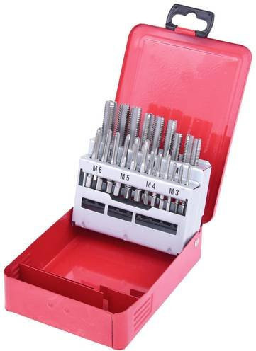 KS Tools HSS Handgewindebohrer-Satz M3-M12 in Stahlblechkassette, 21-teilig - Bild 1