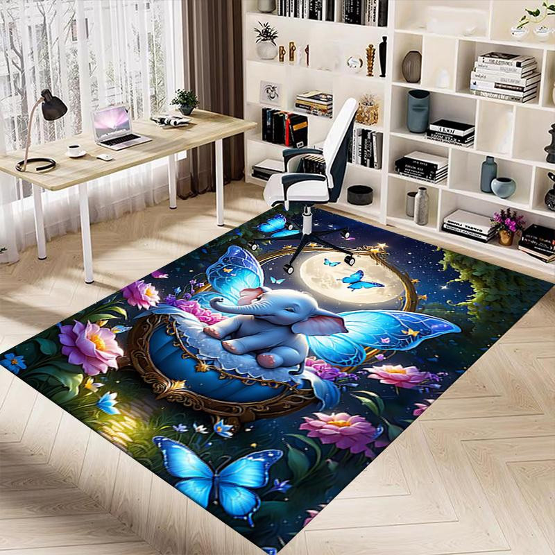 Living Need F Rutschfester Teppich mit Elefant und Schmetterling Motiv in Multicolour, B/T: 90 x 60 cm - Bild 5
