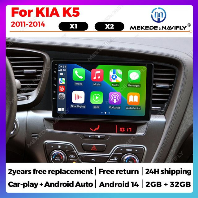 STRONGNAVI Android 14 Multimedia Autoradio mit Navigation, GPS, WiFi, Bluetooth und drahtlosem CarPlay für Kia K5 Optima 2011-2015, Schwarz - Bild 1